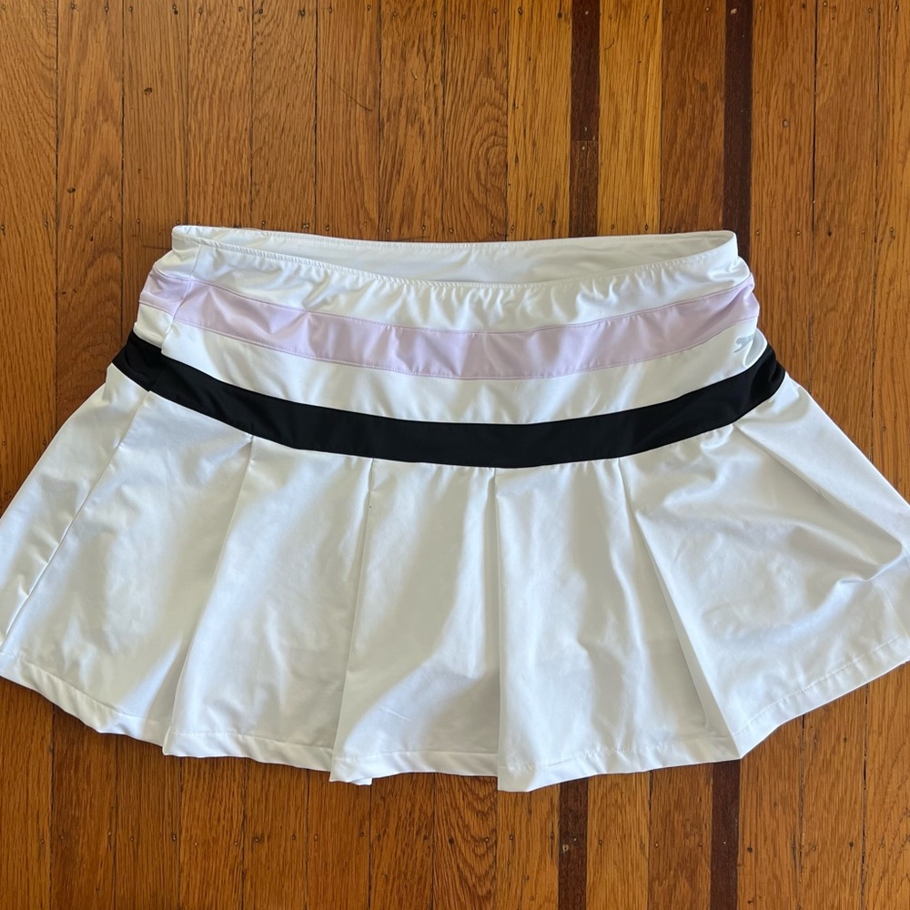 Women’s Slazenger white golf skirt skirt XL purple black pleated stretch tennis